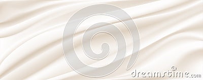 The luxury of gold fabric texture background.Closeup of rippled silk fabric.Cloth soft wave. Vector Illustration